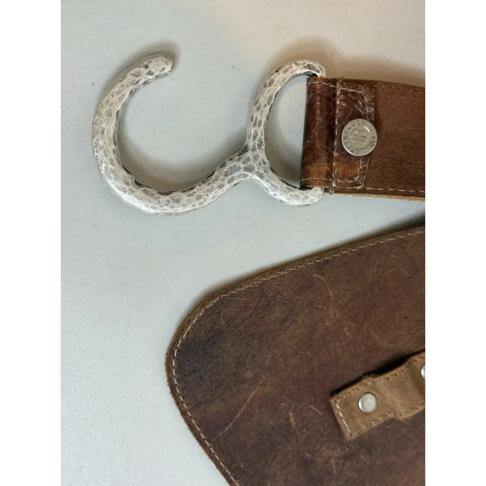 Leatherock Vintage Brown Suede Wide Waist Hip Belt Silver Hook Buckle USA 36